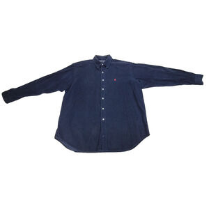Vintage Polo Ralph Lauren Shirt Mens Size XL Blue Corduroy Long Sleeve Y2k Pony